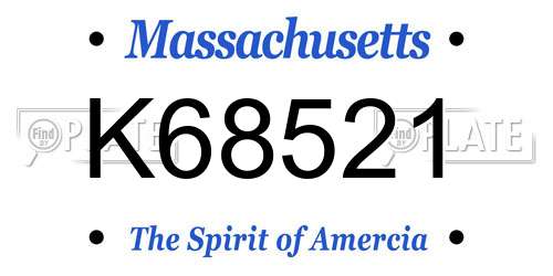 K68521 Massachusetts License Plate