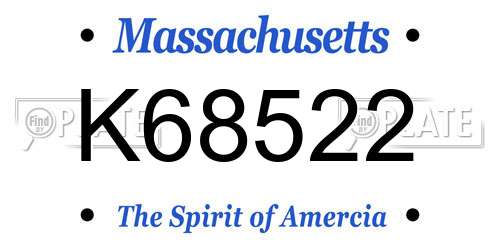 K68522 Massachusetts License Plate