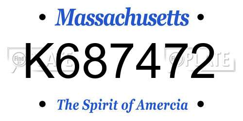 K687472 Massachusetts License Plate