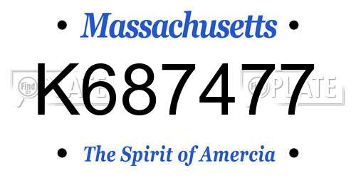 K687477 Massachusetts License Plate