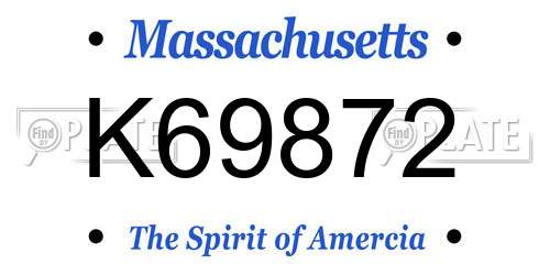 K69872 Massachusetts License Plate