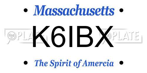 K6IBX Massachusetts License Plate
