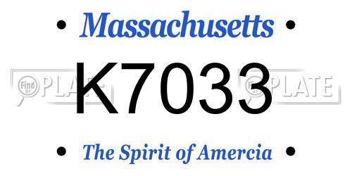 K7033 Massachusetts License Plate
