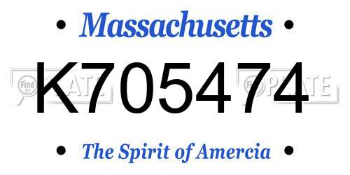 K705474 Massachusetts License Plate