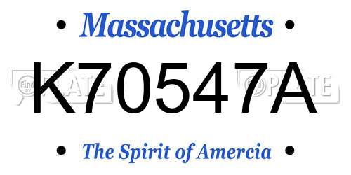 K70547A Massachusetts License Plate