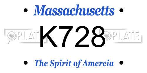 K728 Massachusetts License Plate
