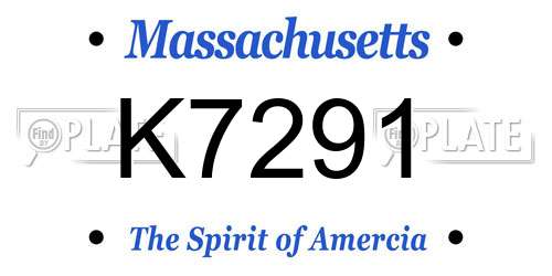 K7291 Massachusetts License Plate