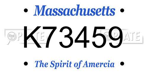 K73459 Massachusetts License Plate
