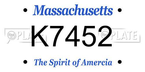 K7452 Massachusetts License Plate