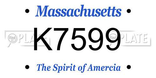 K7599 Massachusetts License Plate