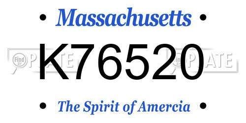 K76520 Massachusetts License Plate