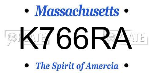 K766RA Massachusetts License Plate