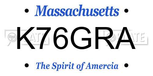 K76GRA Massachusetts License Plate