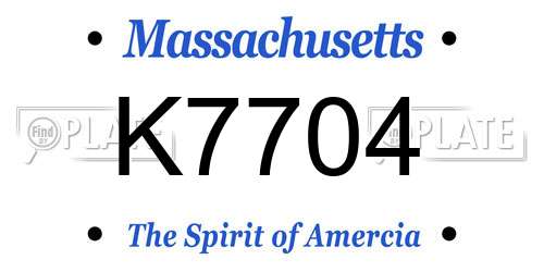 K7704 Massachusetts License Plate