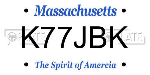 K77JBK Massachusetts License Plate