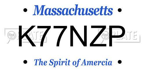 K77NZP Massachusetts License Plate