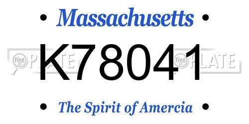 K78041 Massachusetts License Plate