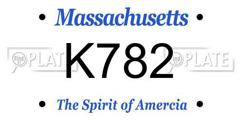 K782 Massachusetts License Plate