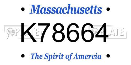 K78664 Massachusetts License Plate