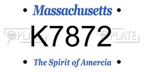 K7872 Massachusetts License Plate