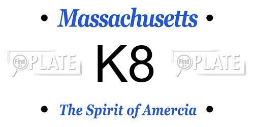K8 Massachusetts License Plate