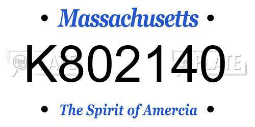 K802140 Massachusetts License Plate