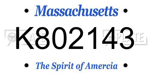 K802143 Massachusetts License Plate