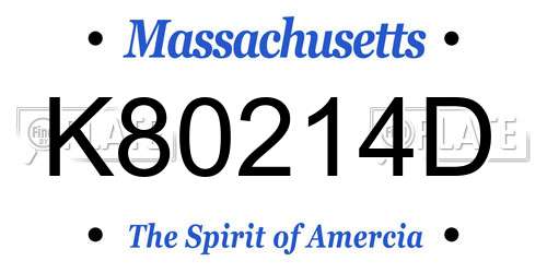 K80214D Massachusetts License Plate