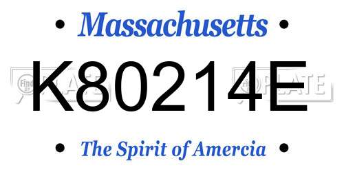 K80214E Massachusetts License Plate