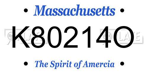 K80214O Massachusetts License Plate