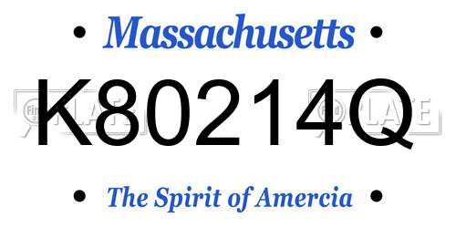 K80214Q Massachusetts License Plate
