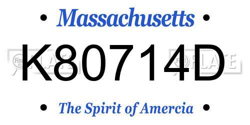 K80714D Massachusetts License Plate