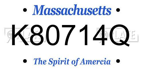 K80714Q Massachusetts License Plate