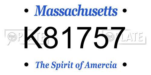 K81757 Massachusetts License Plate