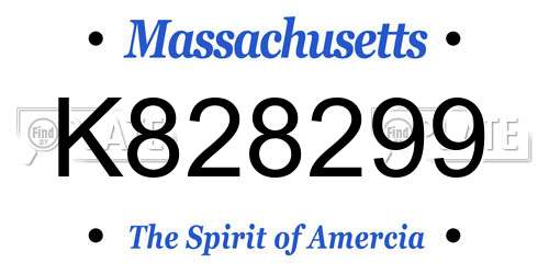 K828299 Massachusetts License Plate