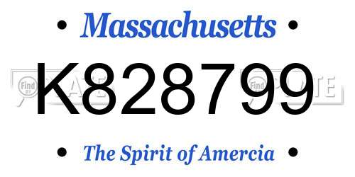 K828799 Massachusetts License Plate