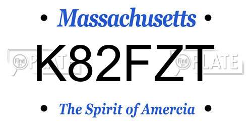 K82FZT Massachusetts License Plate