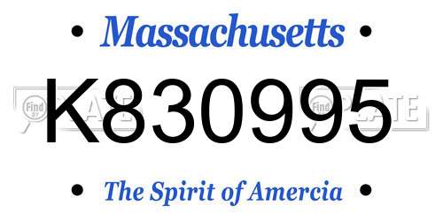 K830995 Massachusetts License Plate