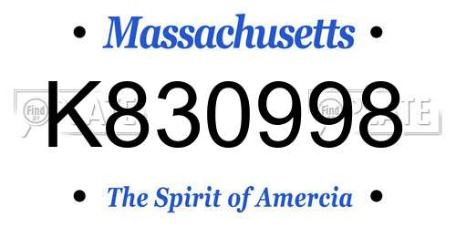 K830998 Massachusetts License Plate