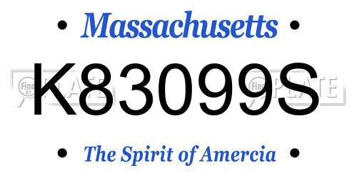 K83099S Massachusetts License Plate