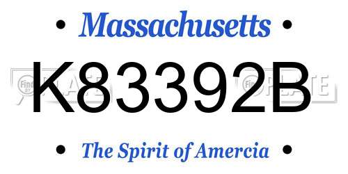 K83392B Massachusetts License Plate