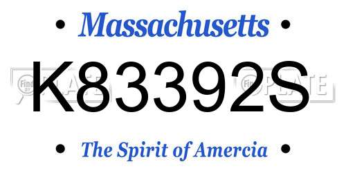 K83392S Massachusetts License Plate