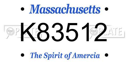 K83512 Massachusetts License Plate