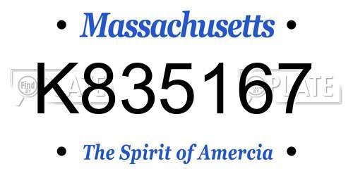 K835167 Massachusetts License Plate
