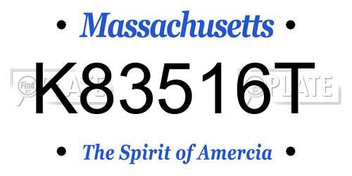 K83516T Massachusetts License Plate