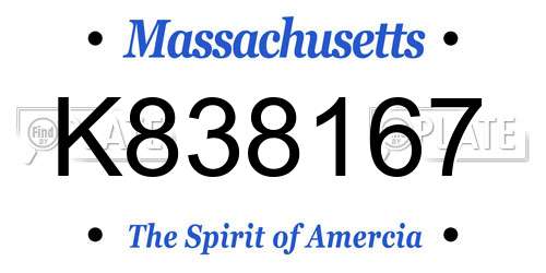 K838167 Massachusetts License Plate