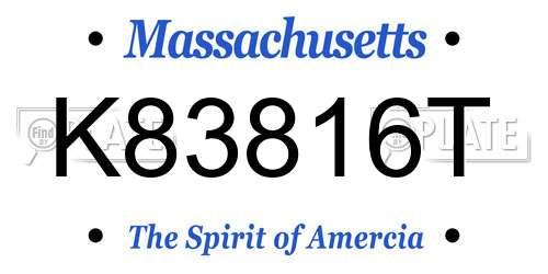 K83816T Massachusetts License Plate