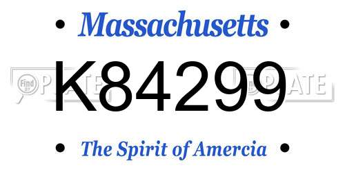 K84299 Massachusetts License Plate