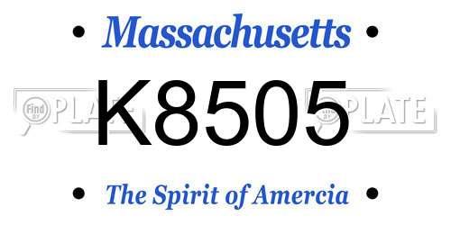 K8505 Massachusetts License Plate