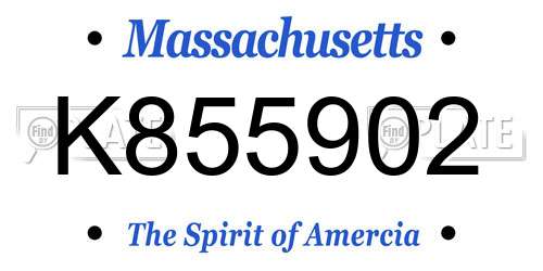 K855902 Massachusetts License Plate